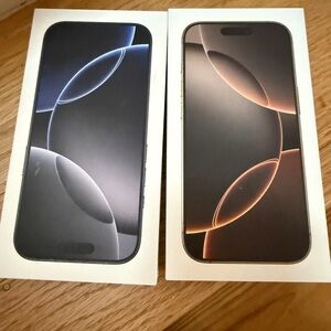 Bundle of 2 Apple IPhone 16Pro Midnight and Gold EMPTY boxes